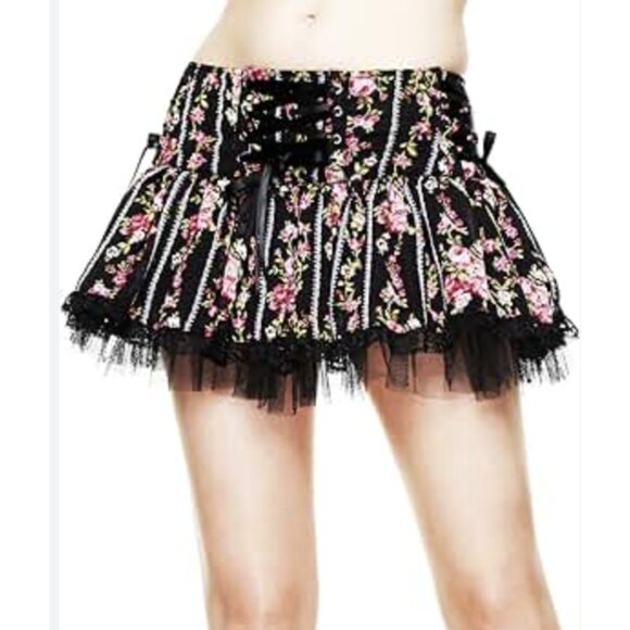 Hell Bunny Dresses & Skirts - HELL BUNNY Mini Rock Edwina Floral Corset Lace Skirt Goth Whimsigoth Vintage Y2K